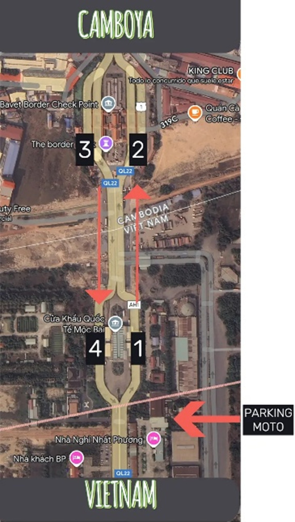 Mapa de como hacer la visa run en Moc Bai - Bavet Los 4 pasos que hay que hacer para la visa run