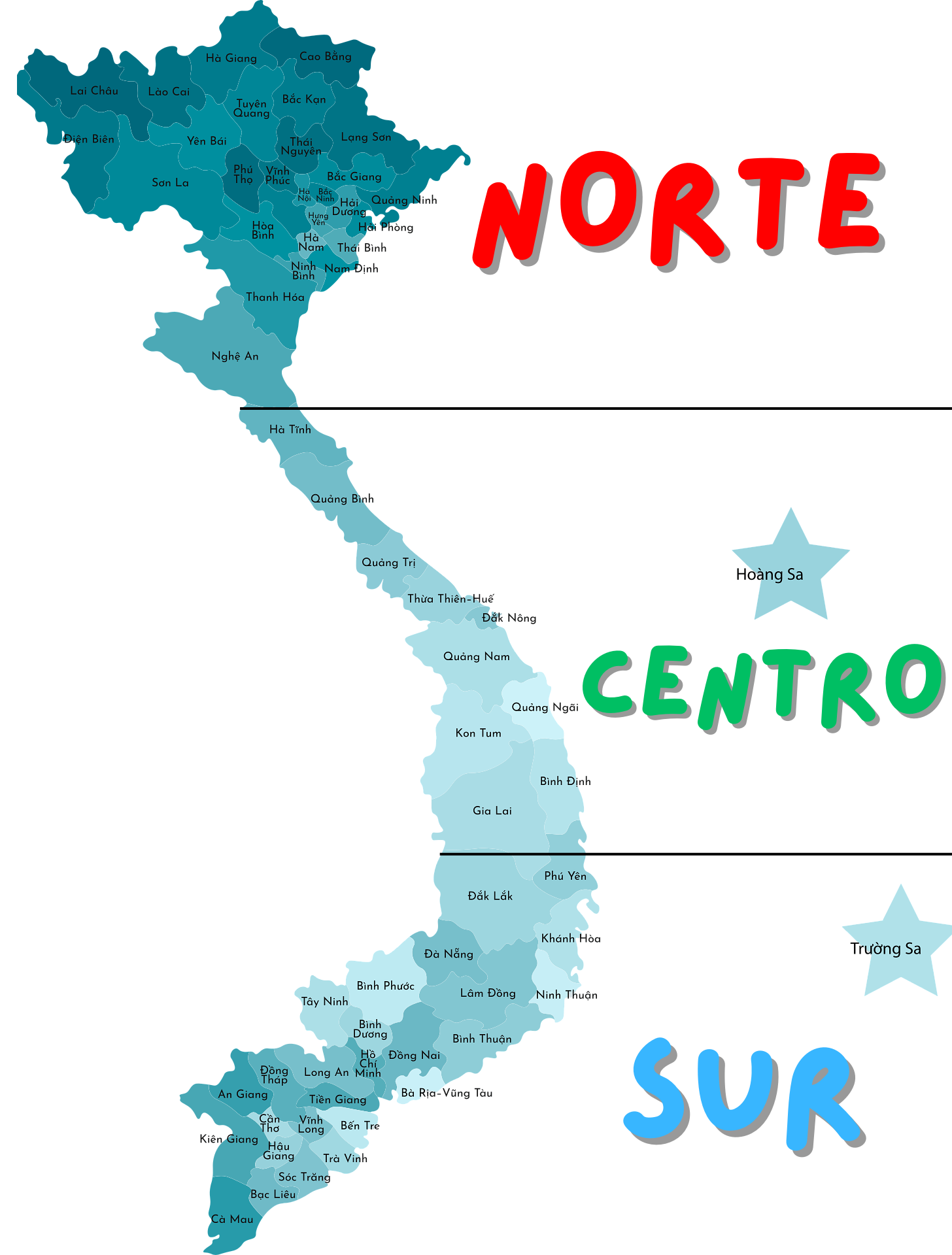 Mapa distribuido por regiones de Vietnam en cuanto al clima