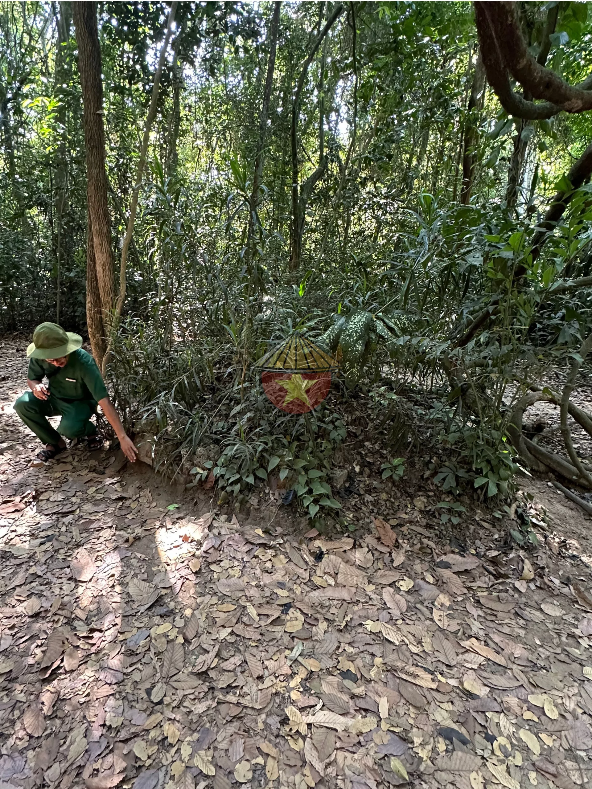 entrada camuflada al sistema de túneles del viet cong