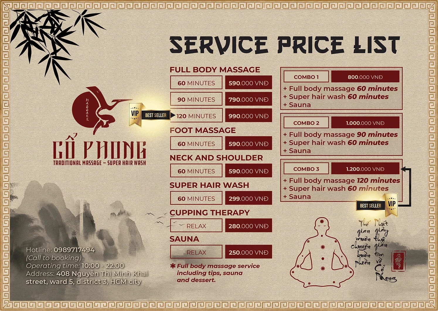 Masaje en Ho Chi Minh en Co Phong, masaje tradicional vietnamita y masaje capilar